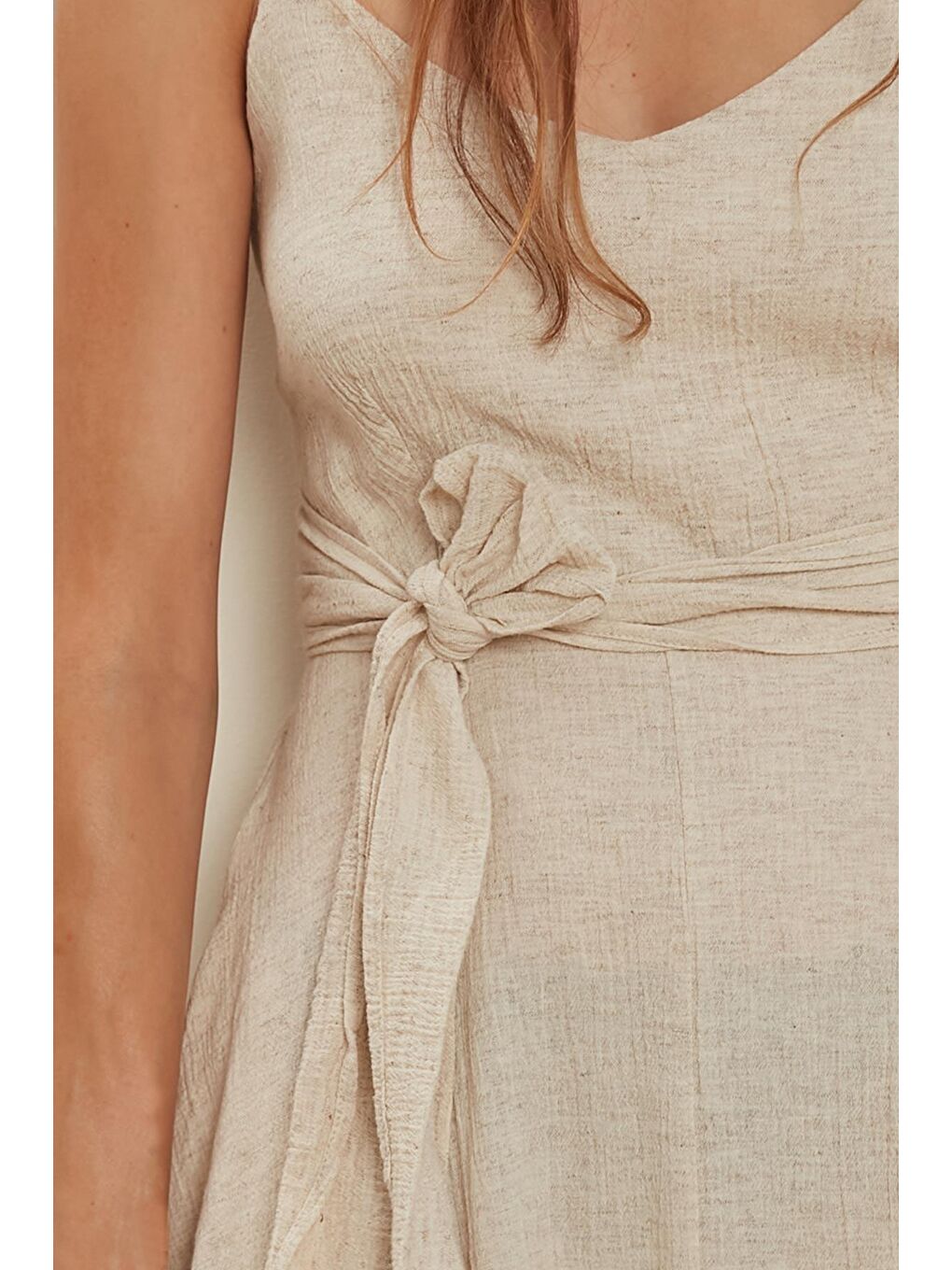 Bej Pamuklu Krınkıl Elbise Natural-3