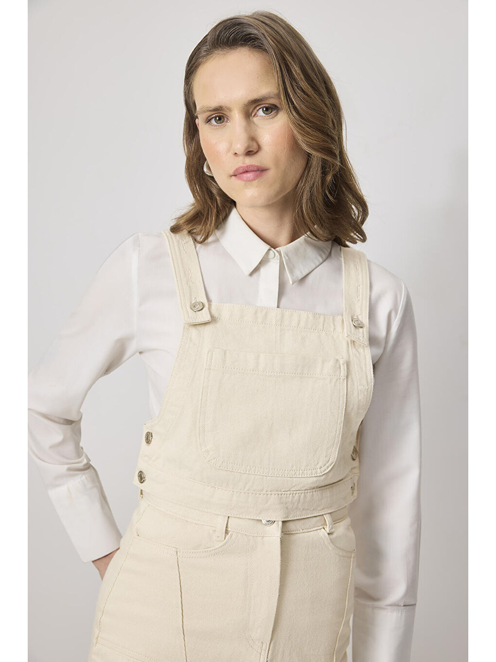 Bej Denim Crop Top-1