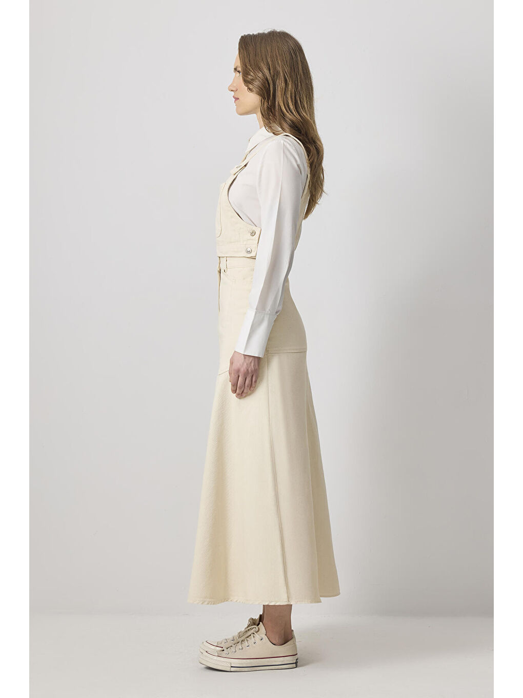 Bej Denim Crop Top-2