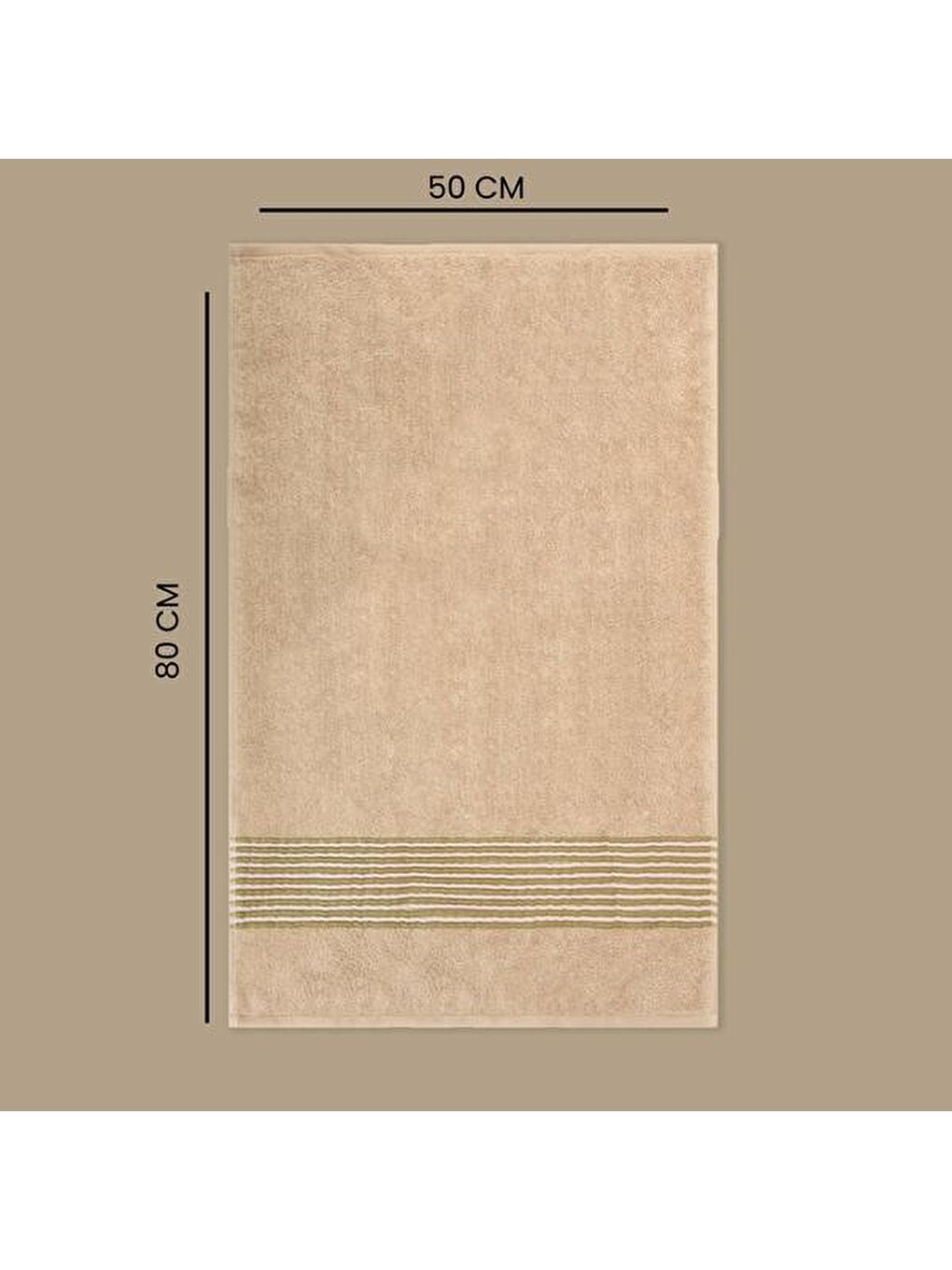Soft İpliği Boyalı Linen Border Yüz Havlusu - Bej - 50x80 cm-2