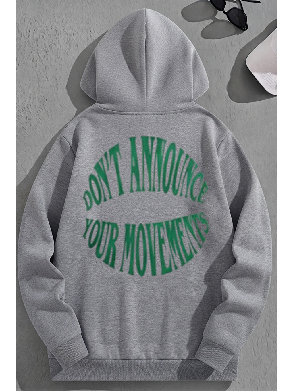 Unisex 3 İplik Pamuklu Gri Dont Baskı Bol Kalıp Sweatshirt Hoodie