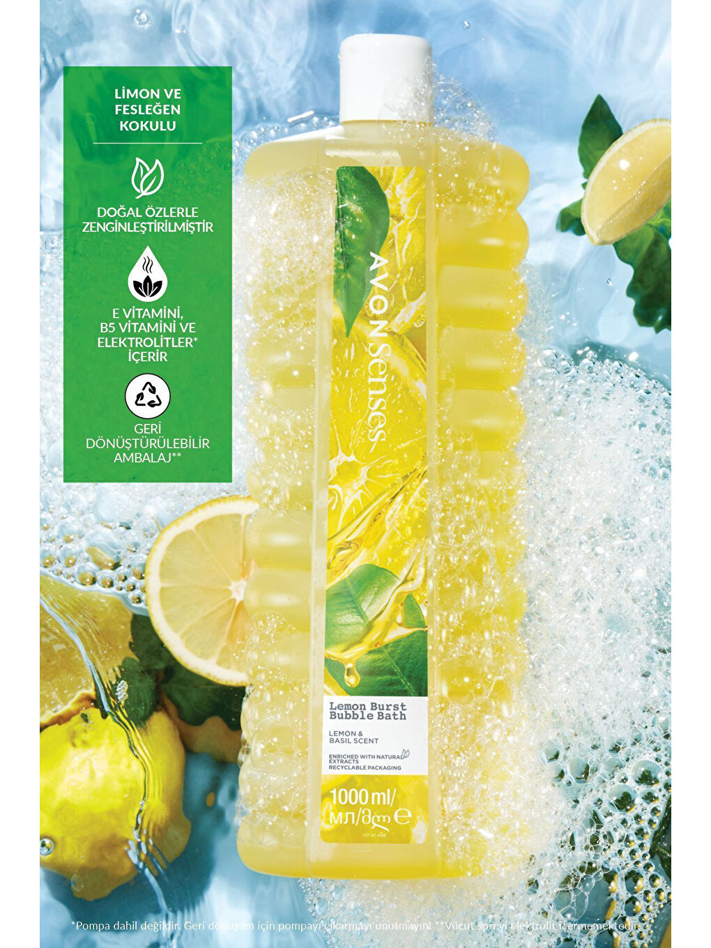 Senses Lemon Burst Limon ve Reyhan Kokulu Banyo Köpüğü 1 Lt. İkili Paket-2