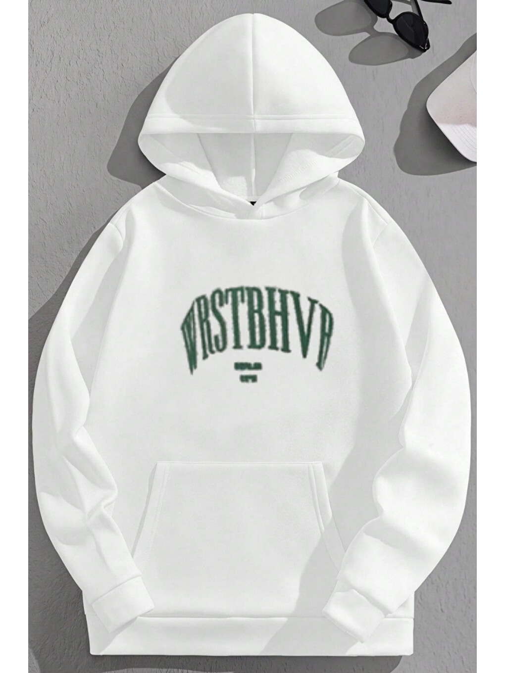 Unisex 3 İplik Pamuklu Beyaz Dont Baskı Bol Kalıp Sweatshirt Hoodie-1