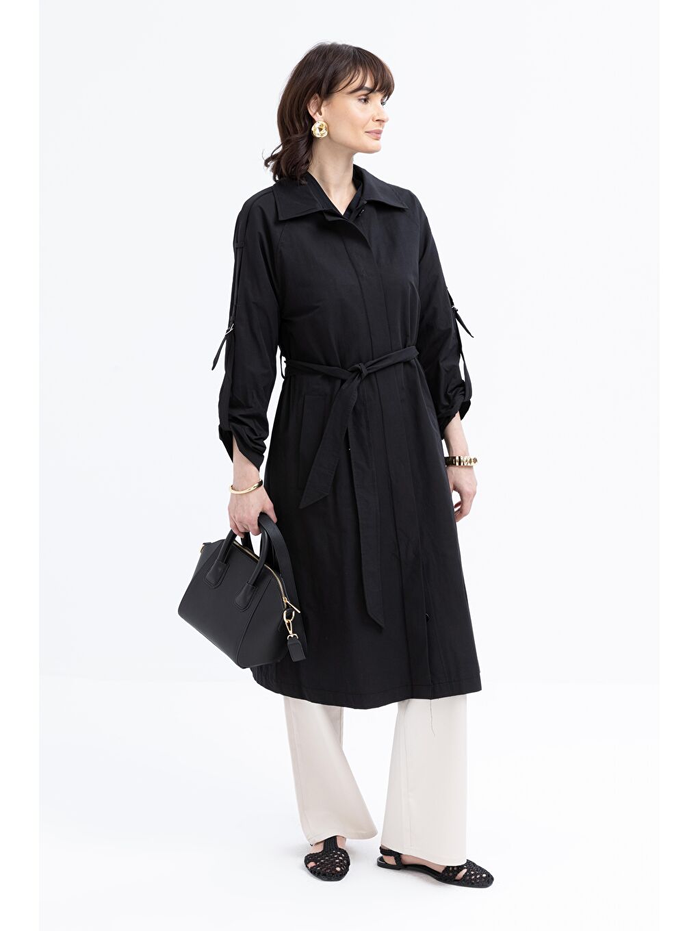 Siyah-Cepli Apoletli Trençkot-1