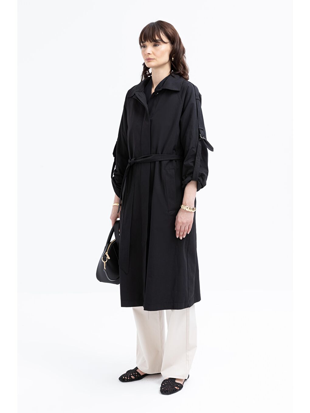 Siyah-Cepli Apoletli Trençkot-2