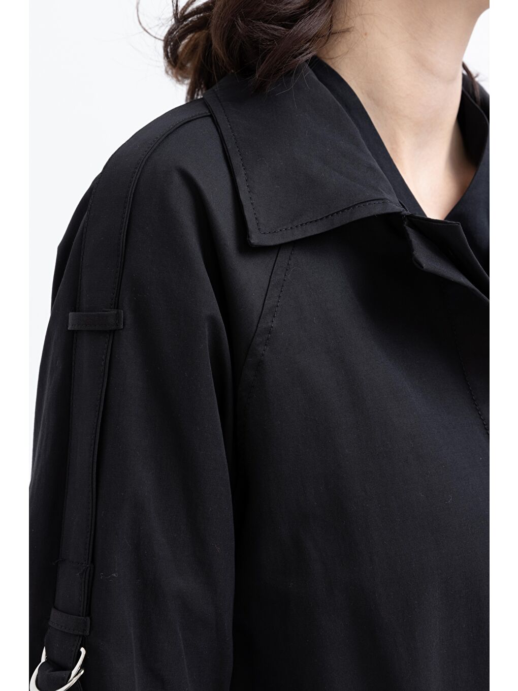 Siyah-Cepli Apoletli Trençkot-4