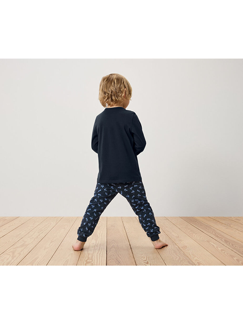 Lacivert Çocuk Pijama, Floresan, Baykuş-1