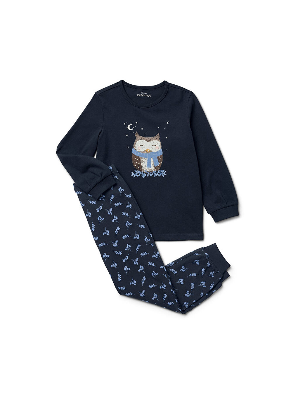 Lacivert Çocuk Pijama, Floresan, Baykuş-2