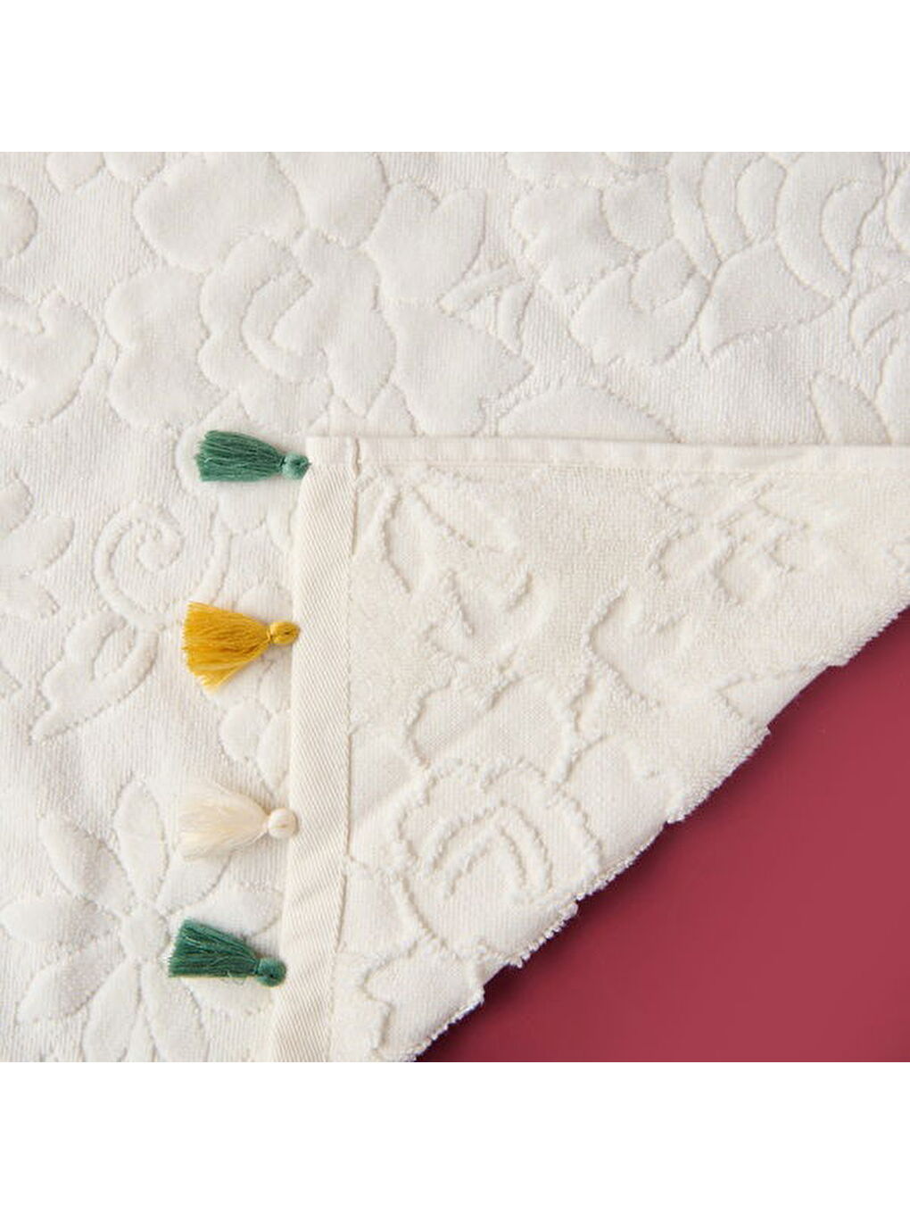 Soft Granny Summer Flos Yüz Havlusu - Ekru - 50x90 cm-5