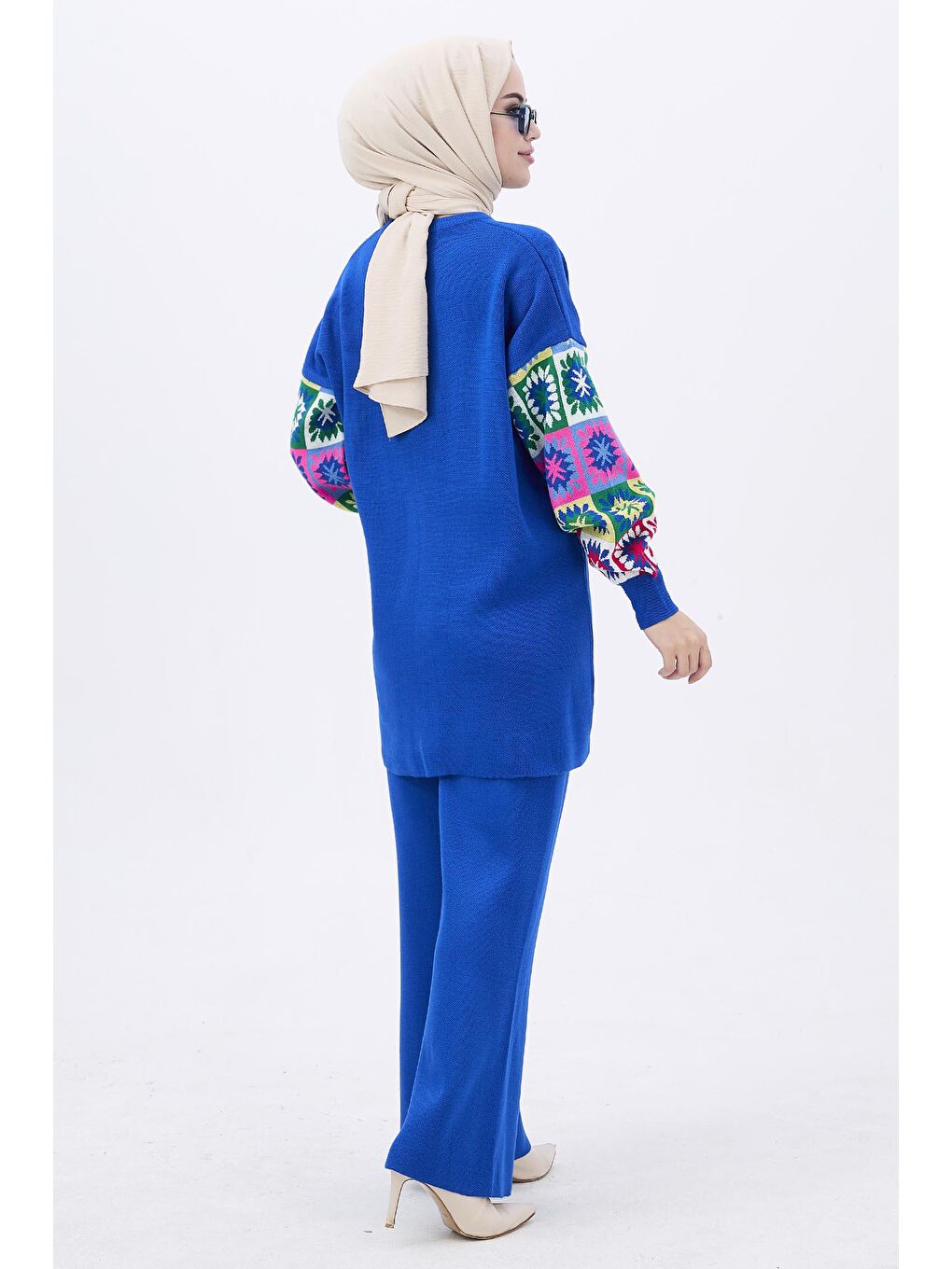 Orta Mavi Triko Tunik Kadın Pantolon - 21833-5