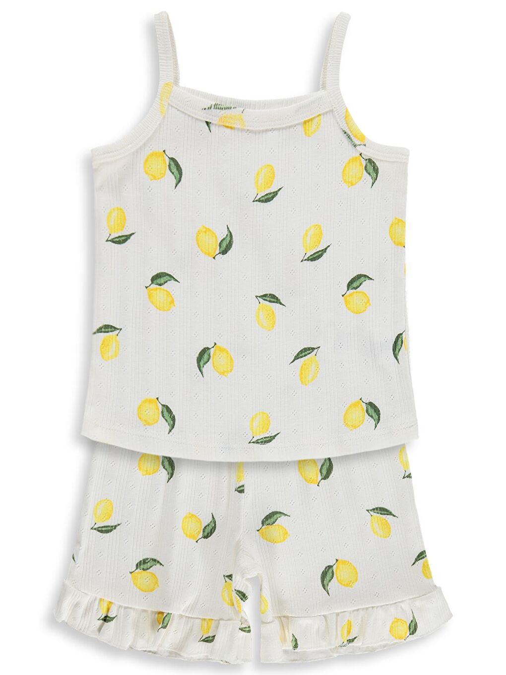 Girls Limon Desenli Şortlu 2-5 Yaş Pijama Takımı - Kırık Beyaz