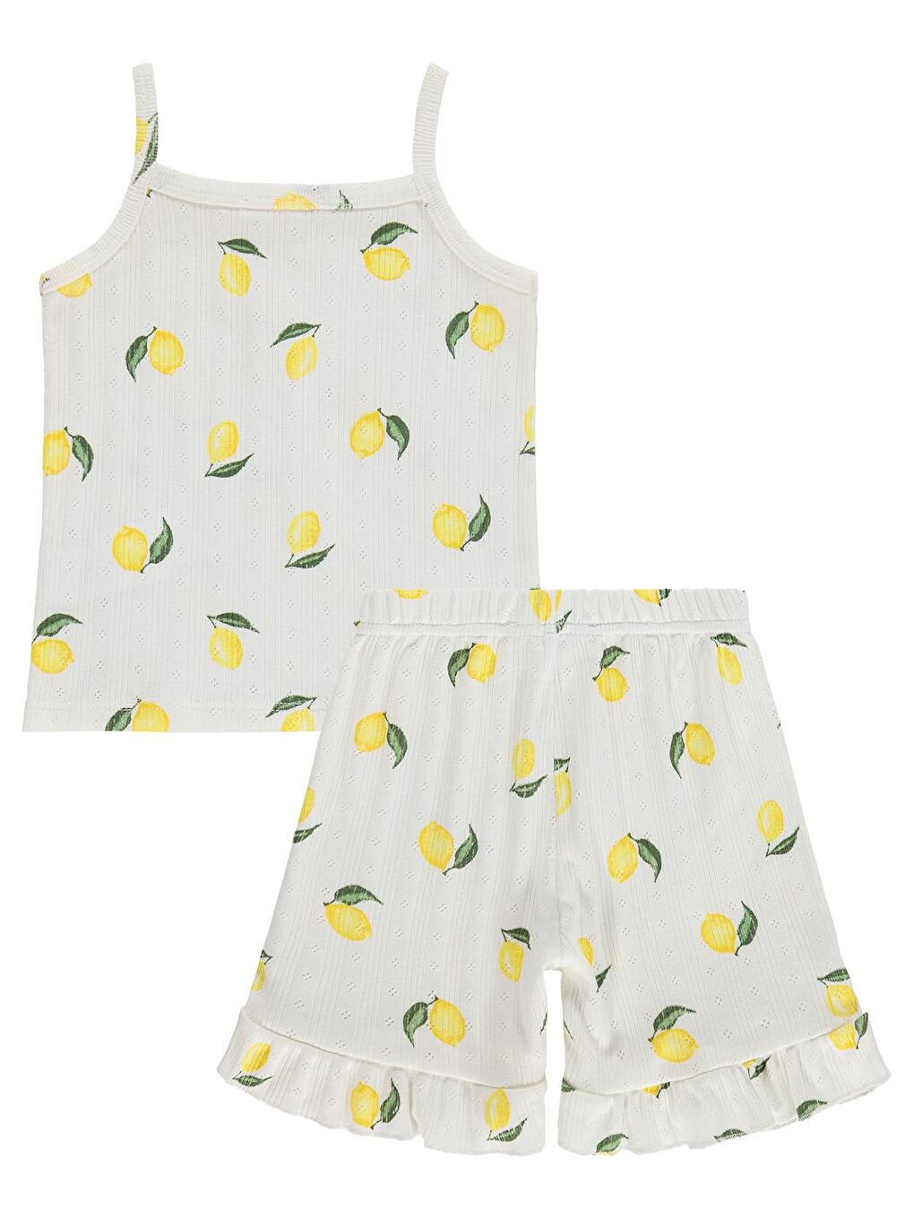 Girls Limon Desenli Şortlu 2-5 Yaş Pijama Takımı - Kırık Beyaz-2