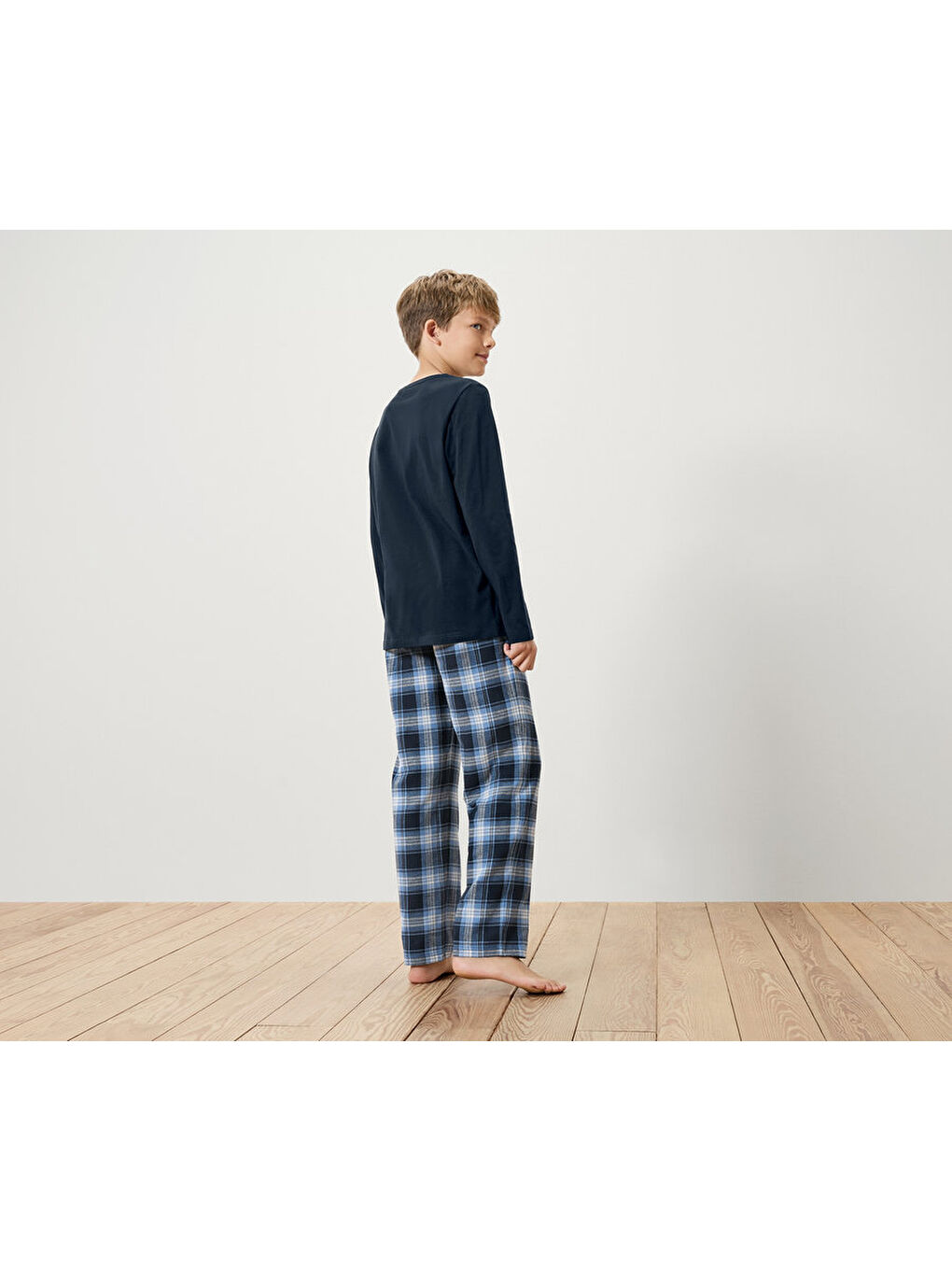 Lacivert Erkek Çocuk Pijama, Flanel-1