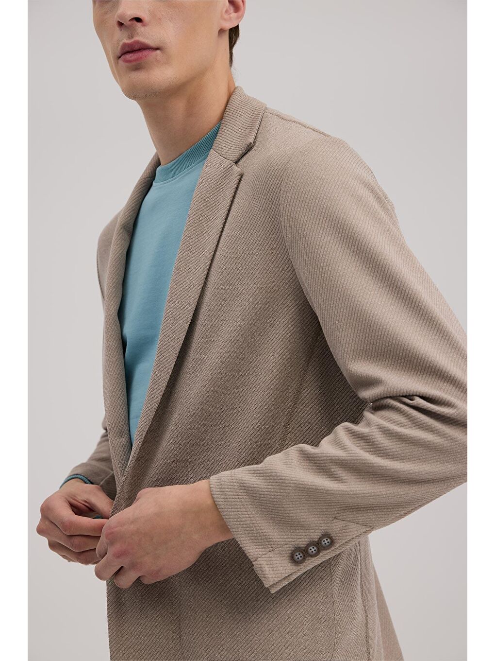 Kahverengi Taba Slim Fit Mono Yaka Torba Cep Ceket-1