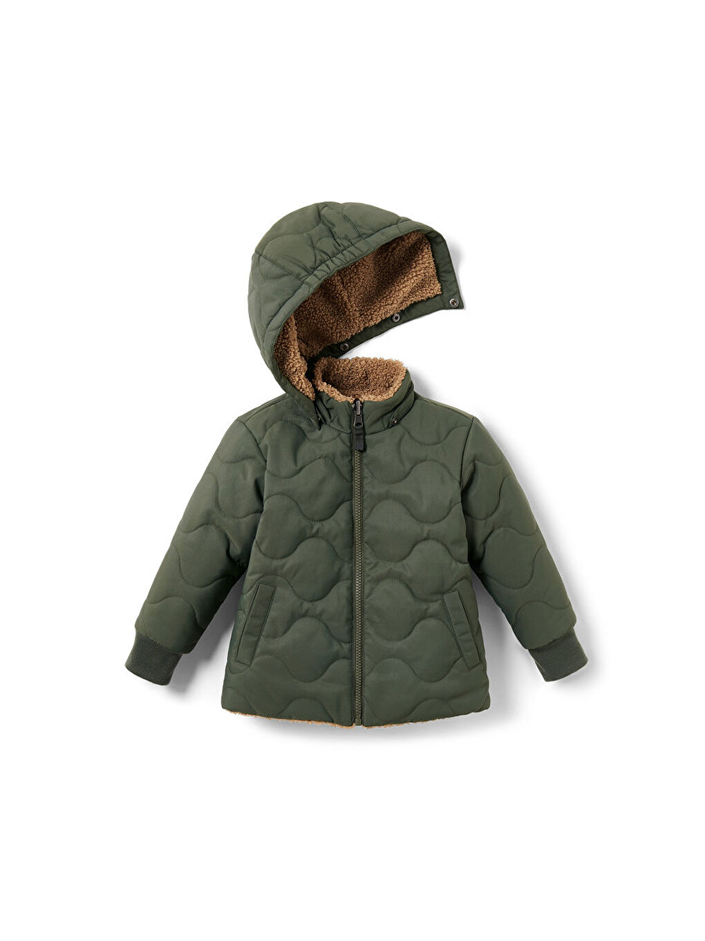 Yeşil Çocuk Çift Taraflı Ceket, Teddy-1