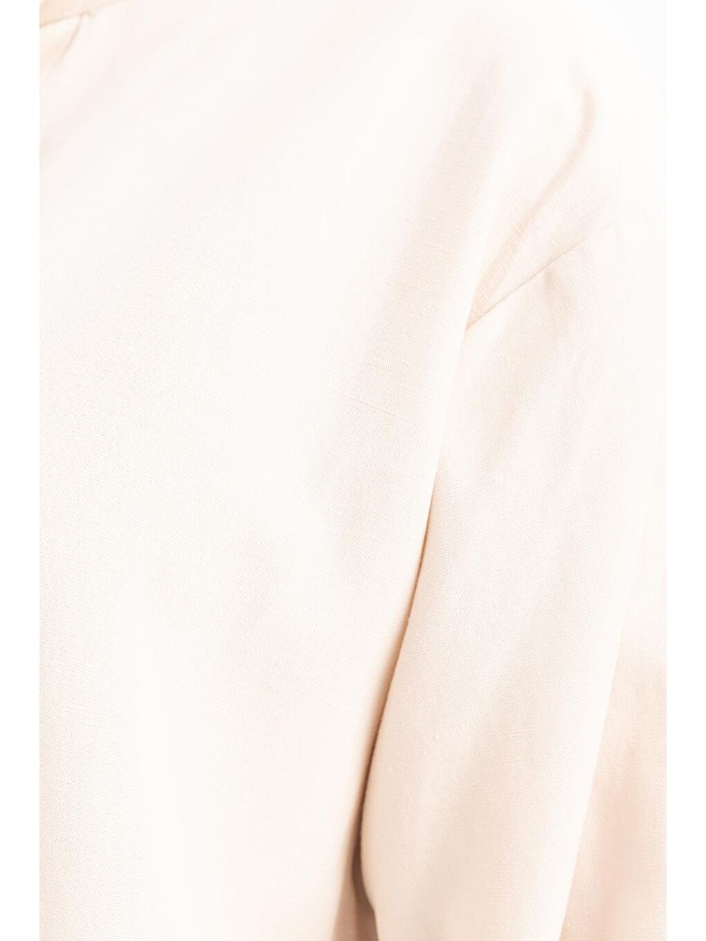 Bej Taş-Yarım Patlı Bağlamalı Keten Tunik-3