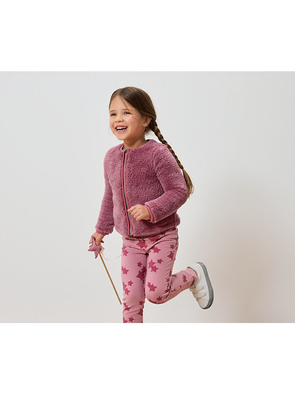 Pembe Çocuk Pelüş Mont, Parıltılı