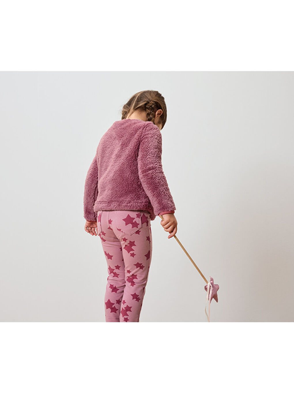 Pembe Çocuk Pelüş Mont, Parıltılı-1