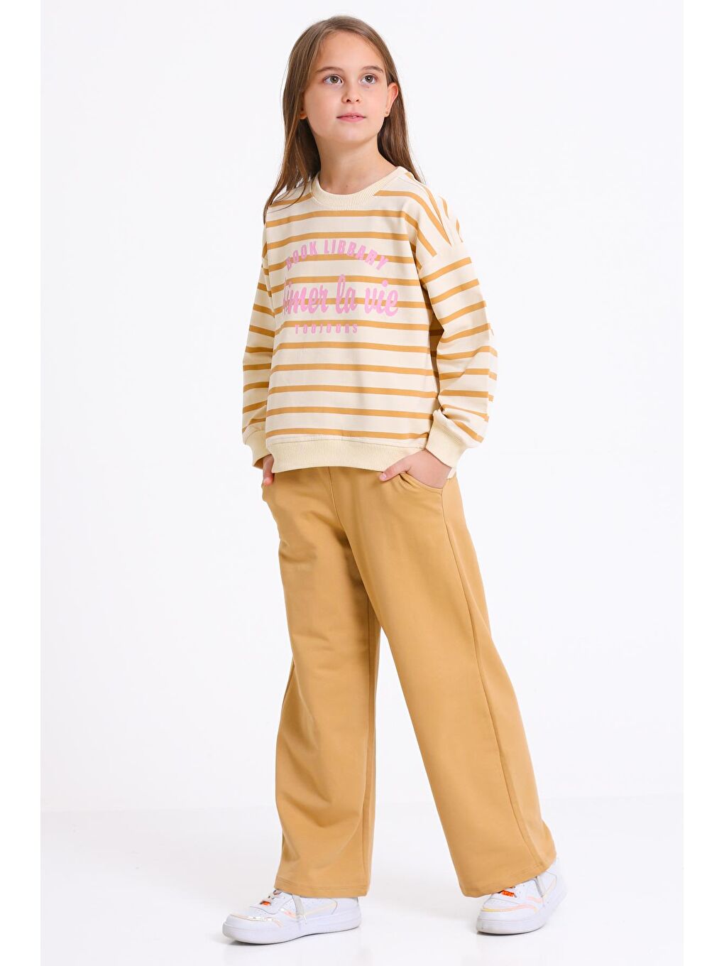 Kız Çocuk Bej Book Library Baskı 5-9 Yaş Takım - 23292-1-2