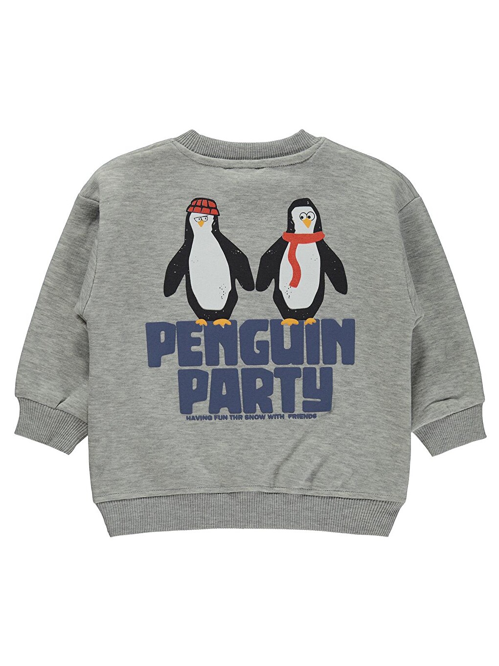 Boys Penguın Party Baskılı 2-5 Yaş Sweatshirt - Gri-1