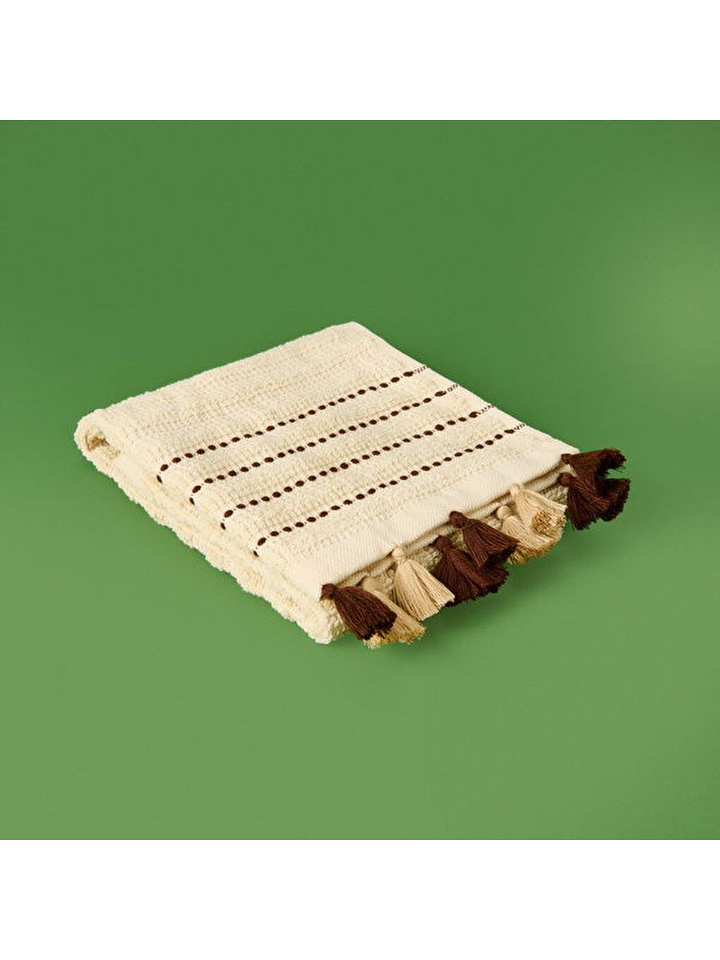 Soft Püsküllü El Havlusu - Bej - 30x50 cm-3
