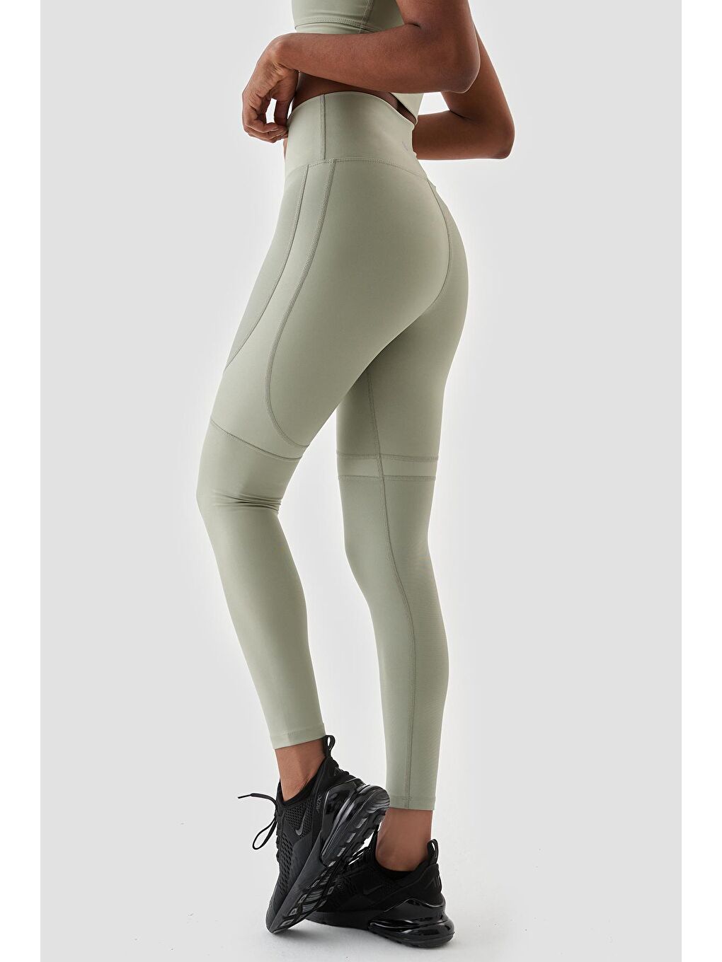 Yvonne Parlak Parça Detaylı Açık Yeşil Spor Tayt-1