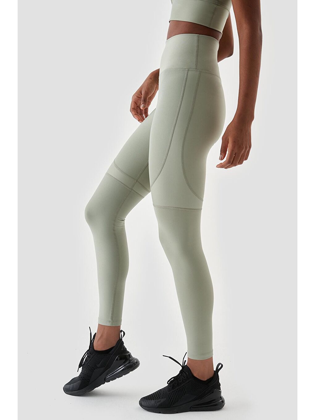 Yvonne Parlak Parça Detaylı Açık Yeşil Spor Tayt-2