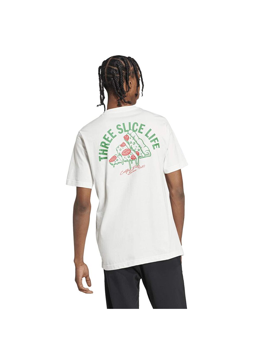 L Pizza Erkek Beyaz Yuvarlak Yaka Tişört-1