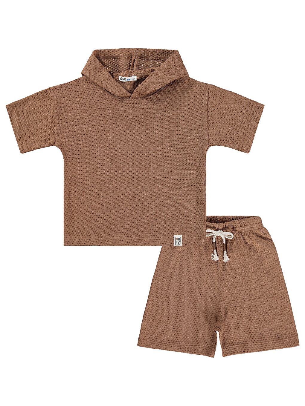 Kahverengi Boys Palmiye Etiketli Kapüşonlu 2-5 Yaş Takım - Kahve-3
