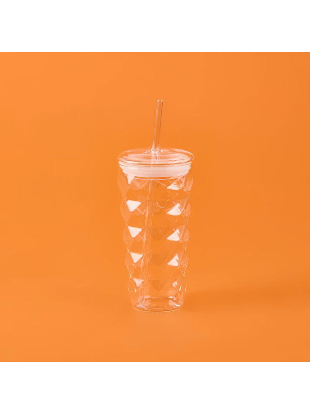 Renksiz Pipetli Cam Bardak - Şeffaf - 480 ml-1