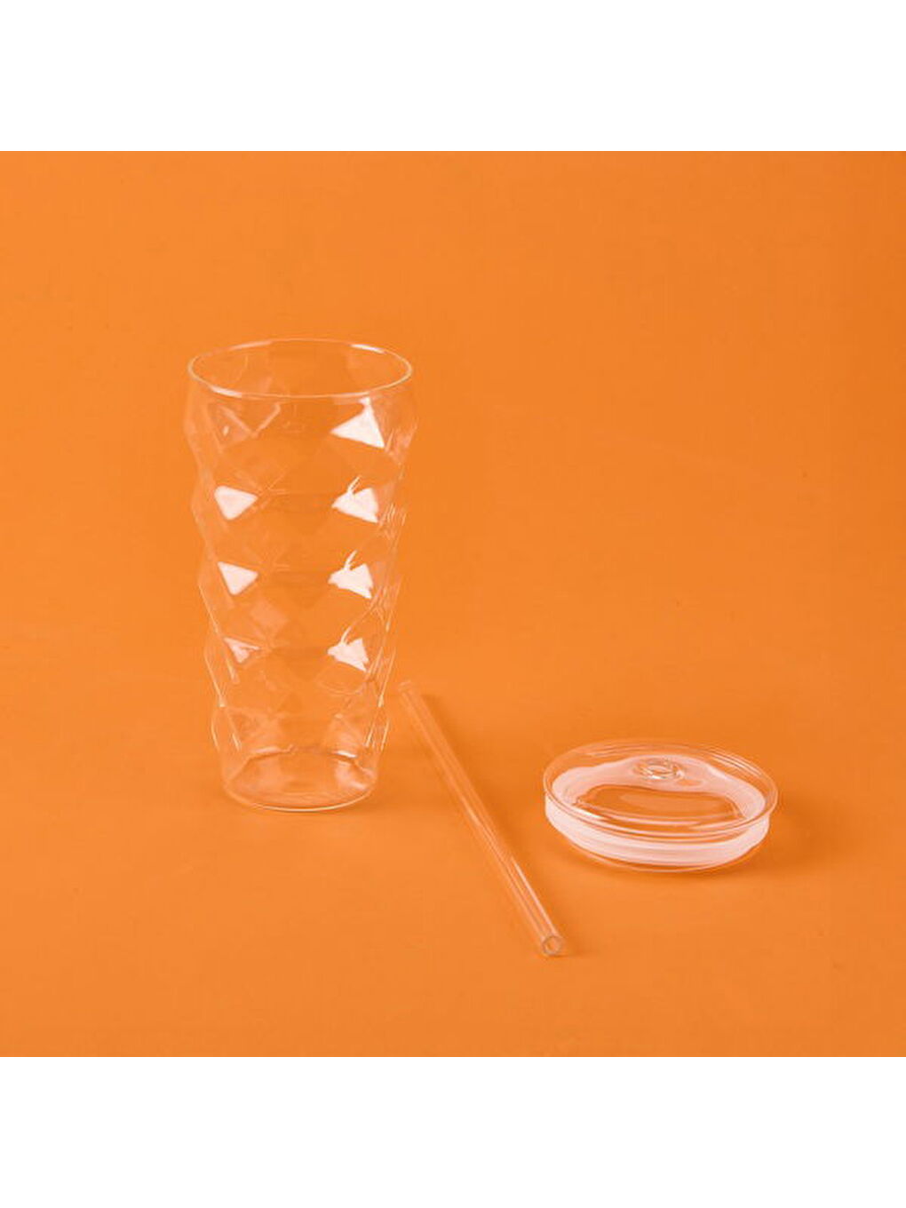 Renksiz Pipetli Cam Bardak - Şeffaf - 480 ml-3