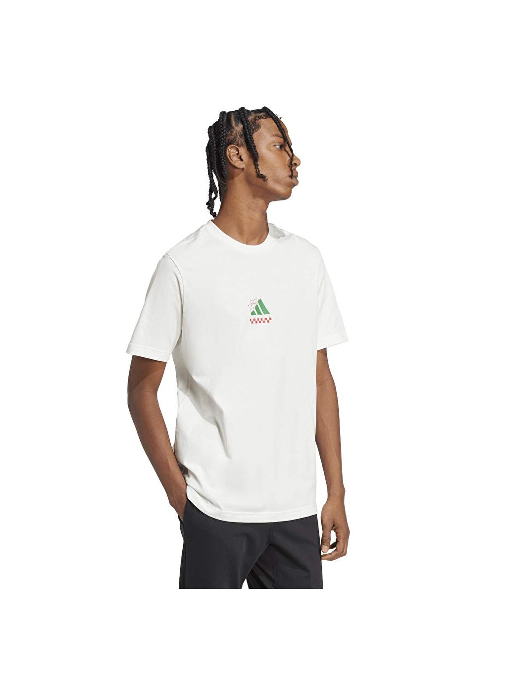 L Pizza Erkek Beyaz Yuvarlak Yaka Tişört-4