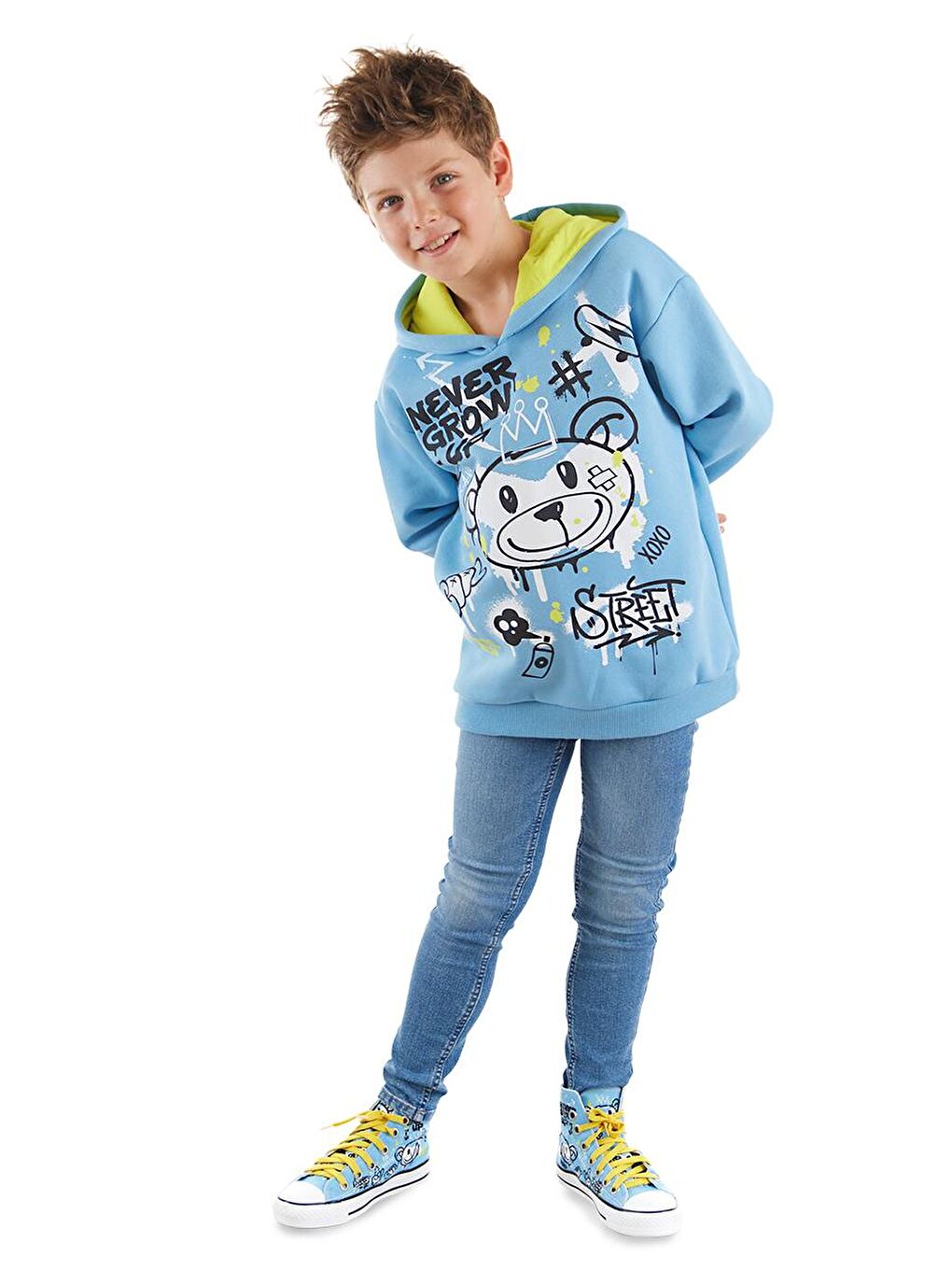 MSHB&G Mavi Cool Bear Erkek Çocuk Sweatshirt - 4