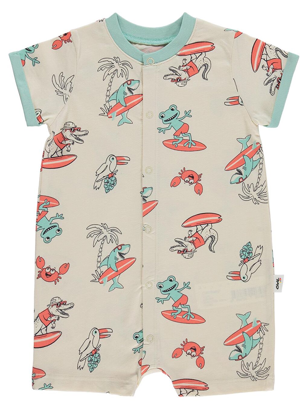 Baby Surf Baskılı 6-18 Ay Tulum - Bej