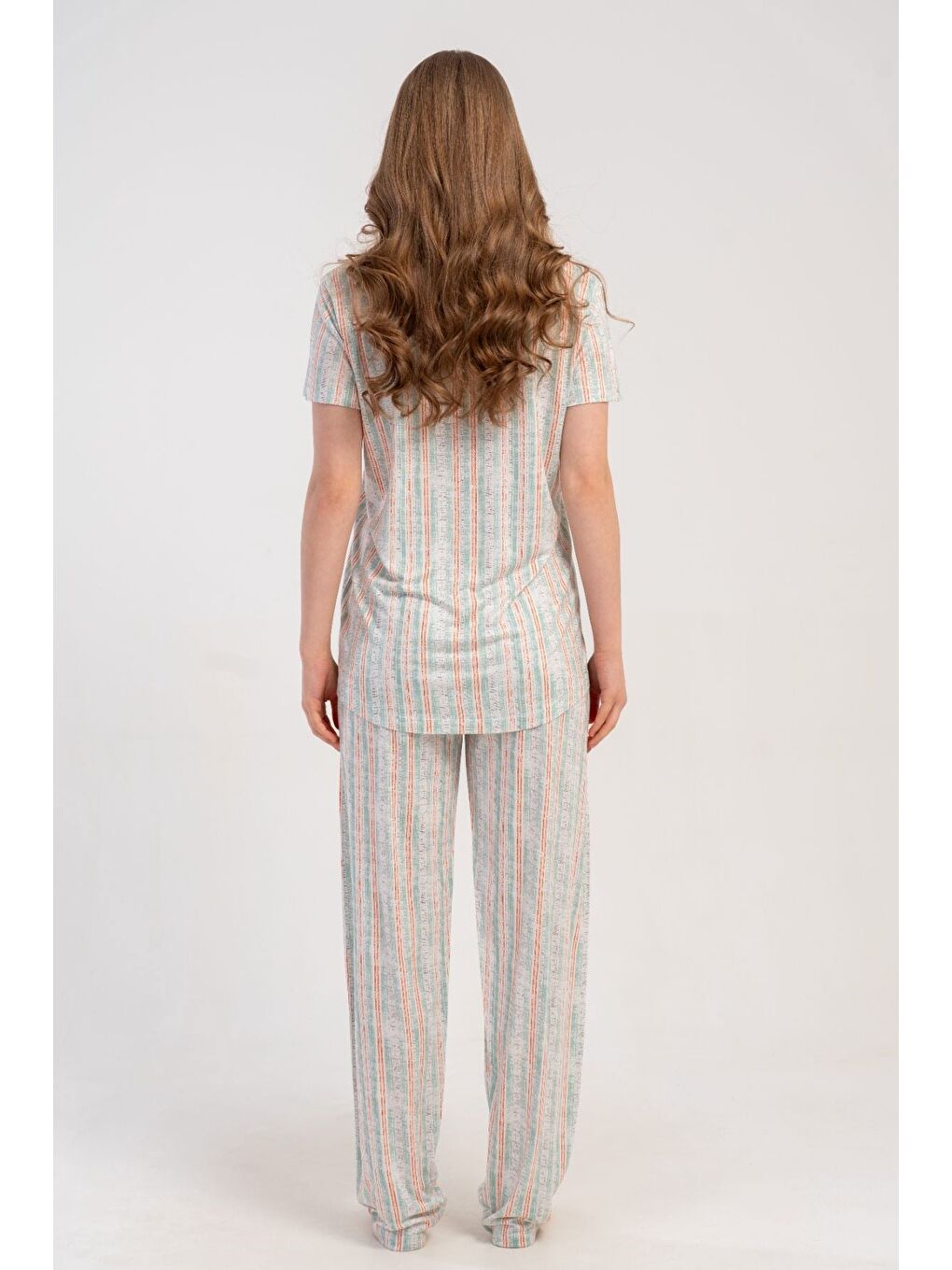 Gömlek Yaka Önden Düğmeli Pijama Takımı Açık Yeşil-512176-8