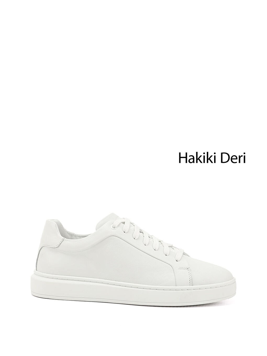 Beyaz Erkek BEYAZ-AÇIK GRİ Bağcıklı Kauçuk Taban Hakiki Deri Sneaker-1