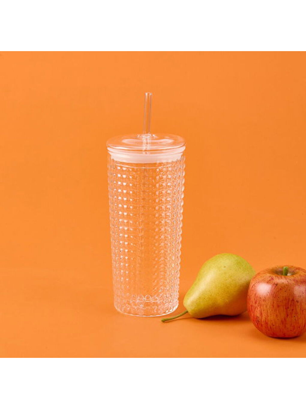 Renksiz Pipetli Cam Bardak - Şeffaf - 550 ml-2