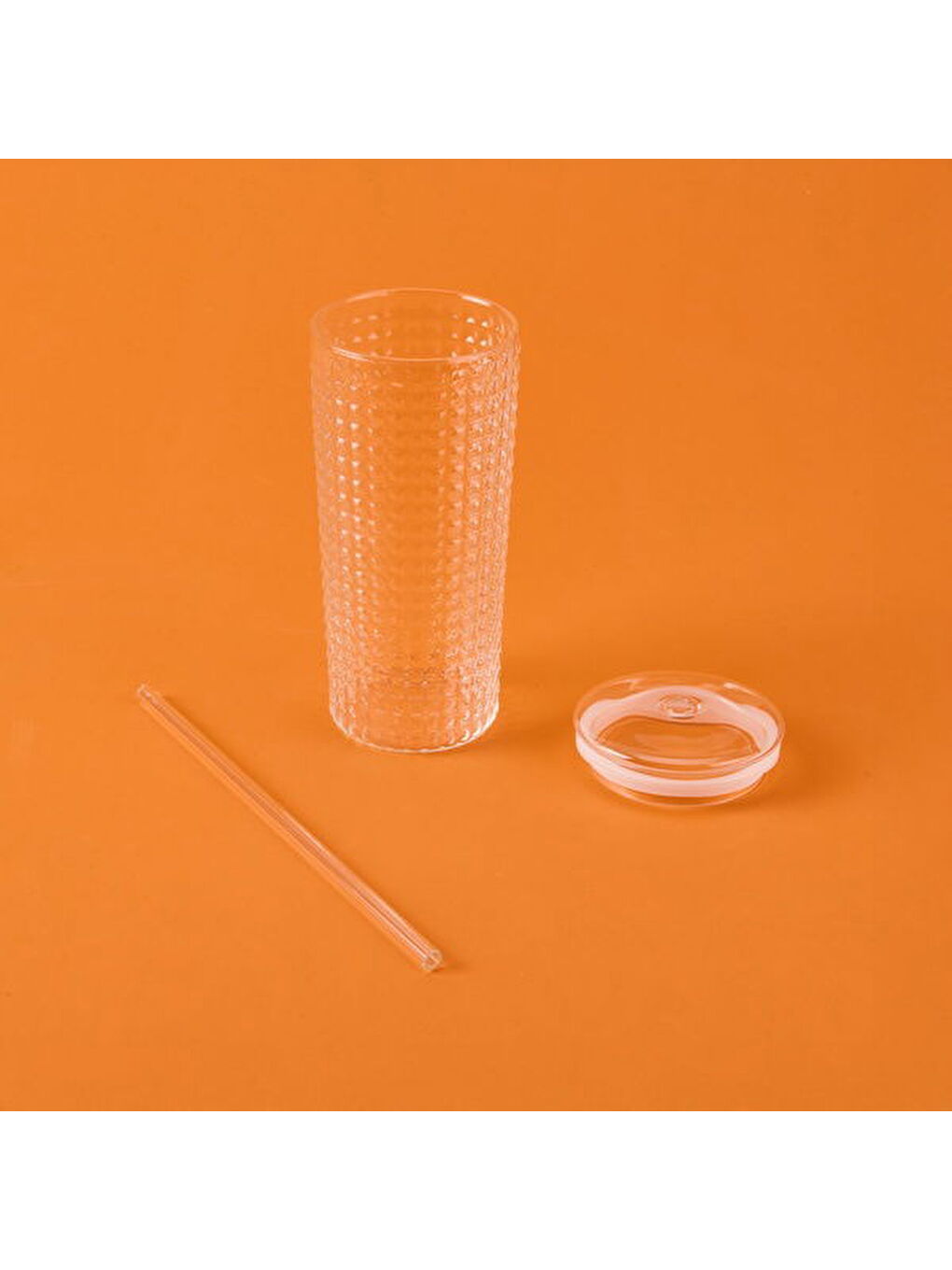 Renksiz Pipetli Cam Bardak - Şeffaf - 550 ml-3