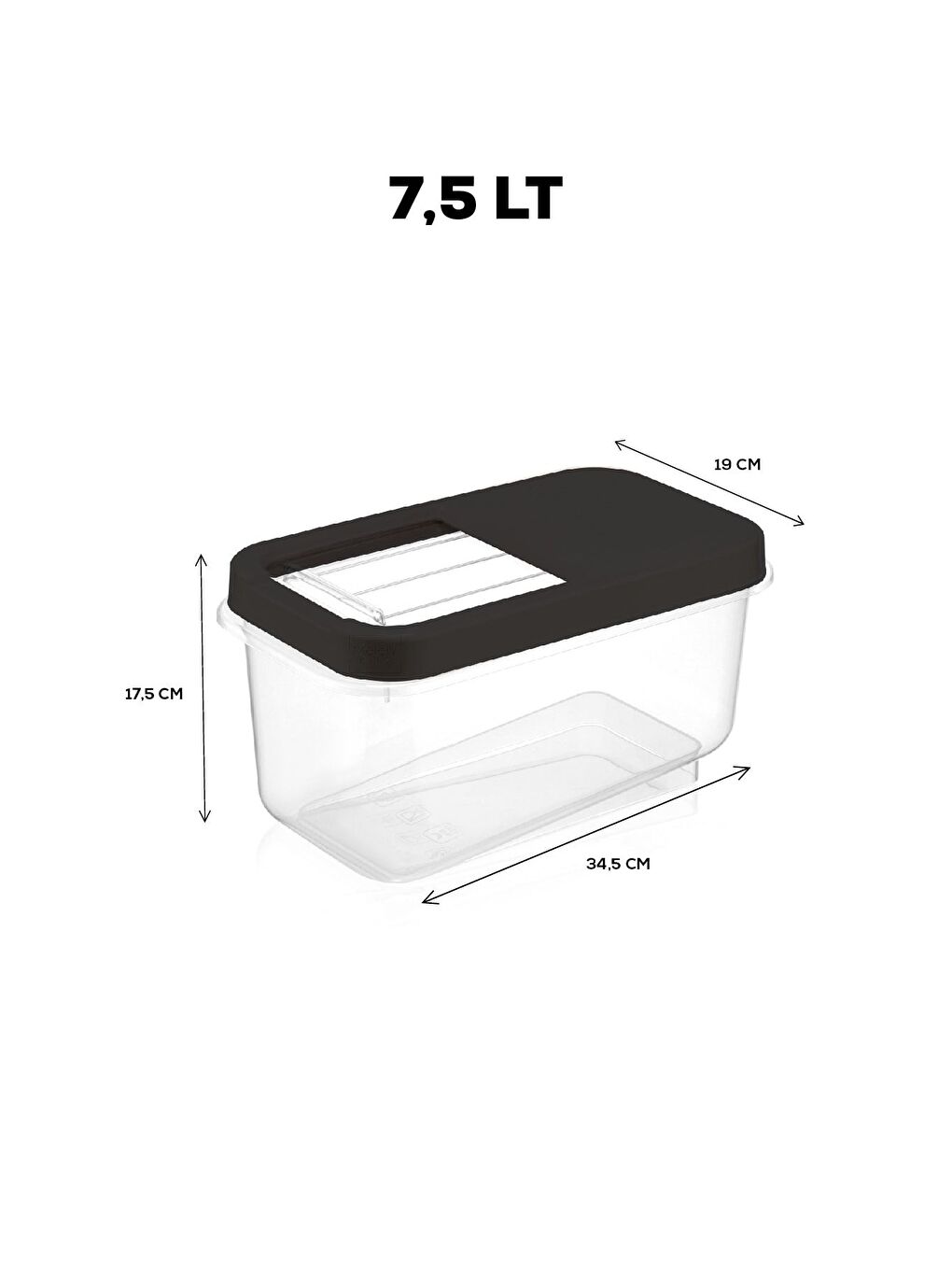 Multibox Bakliyat Saklama Kabı Kayar Kapaklı Erzak Saklama Kabı Un Kabı Antrasit-1