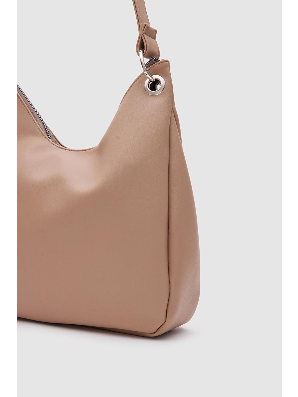 Bej Valerie Oval Omuz Çantası Vizon-1