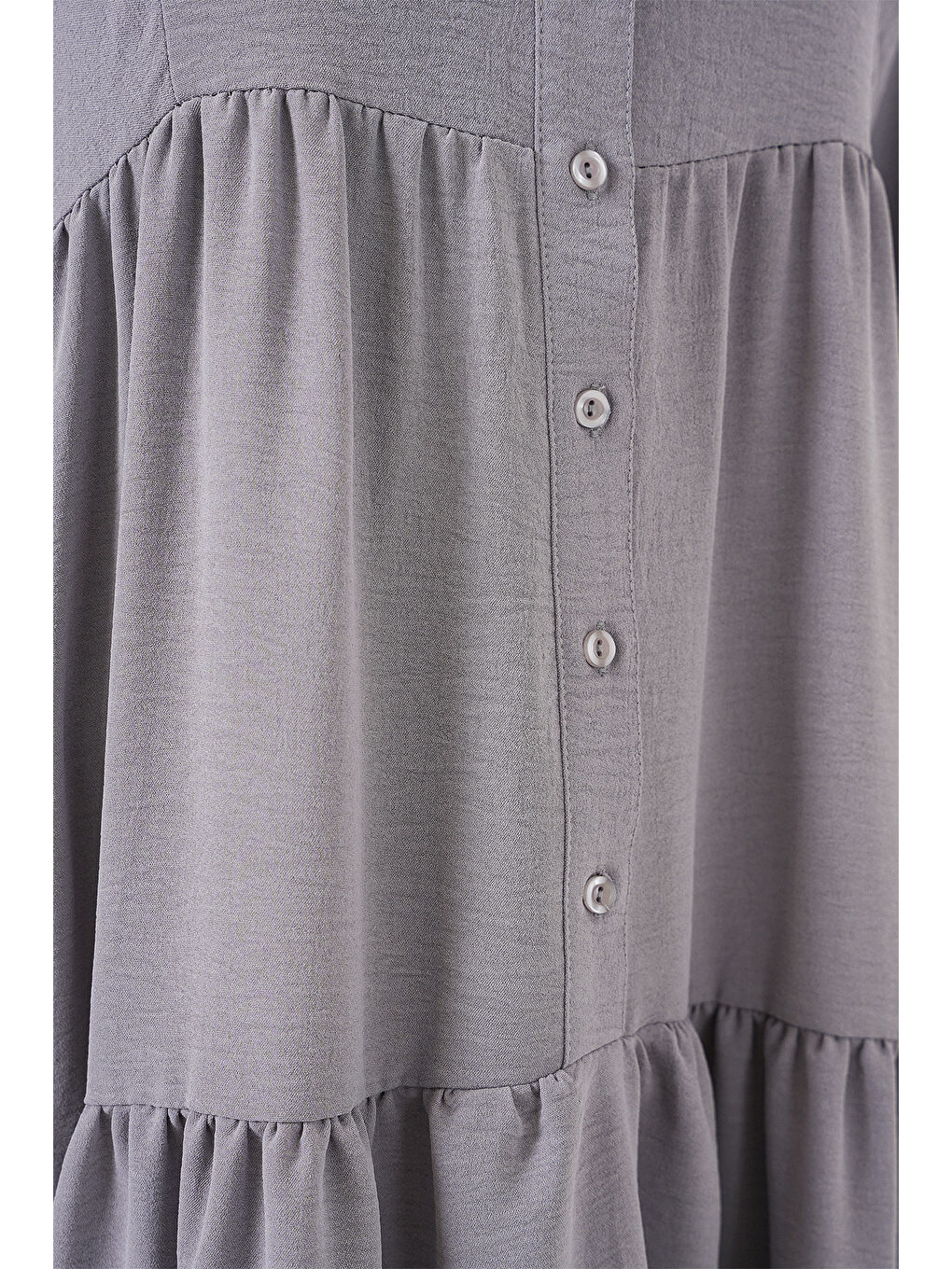 2527 Kadın Uzun Tesettür Elbise - Gri-4