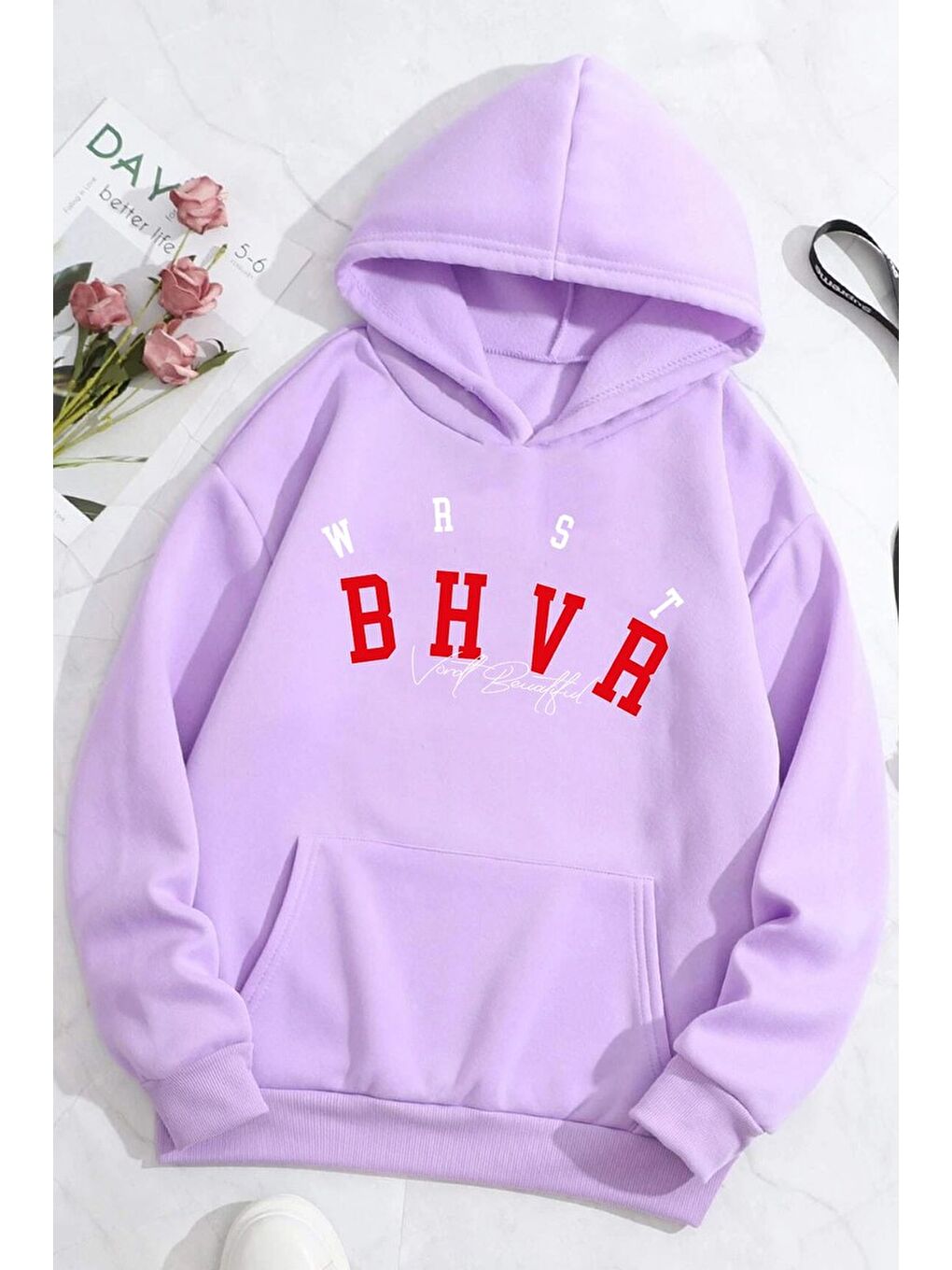 uyguntarz Lila Unisex Bhvr Baskılı Sweatshirt