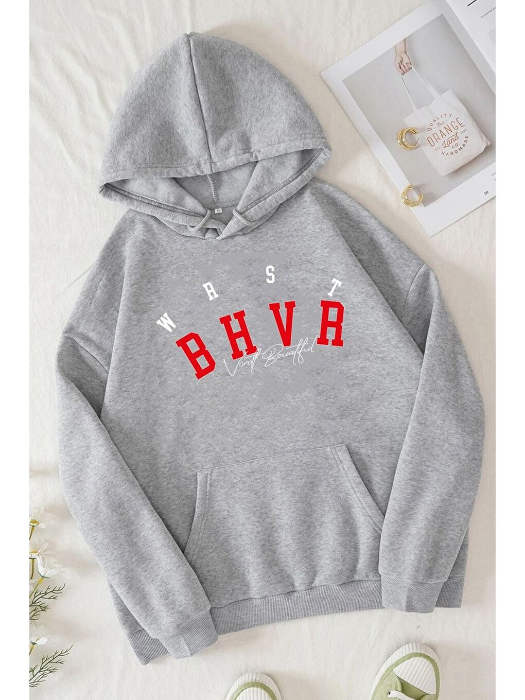 uyguntarz Gri Unisex Bhvr Baskılı Sweatshirt