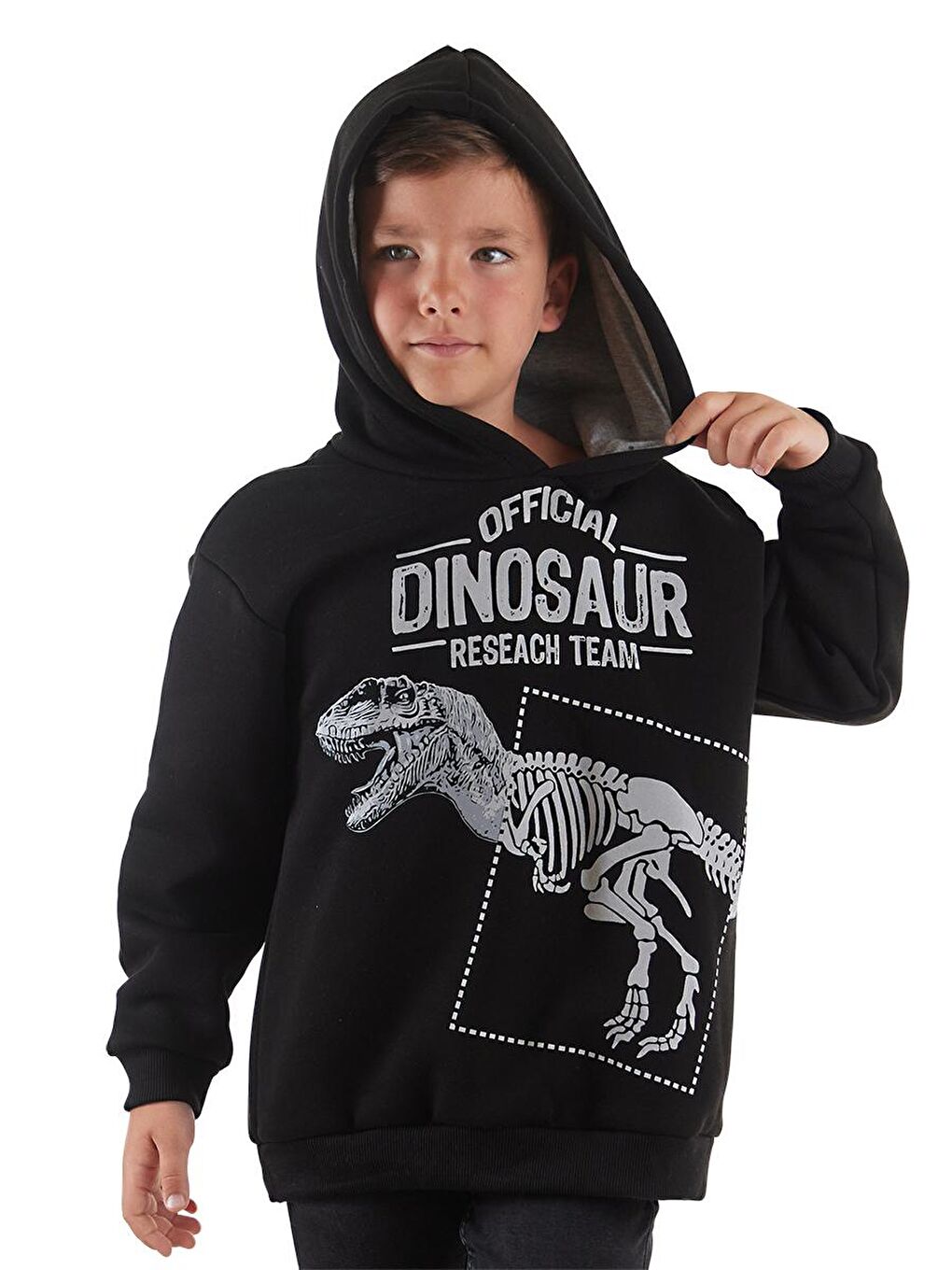 MSHB&G Siyah Dino Research Erkek Çocuk Sweatshirt