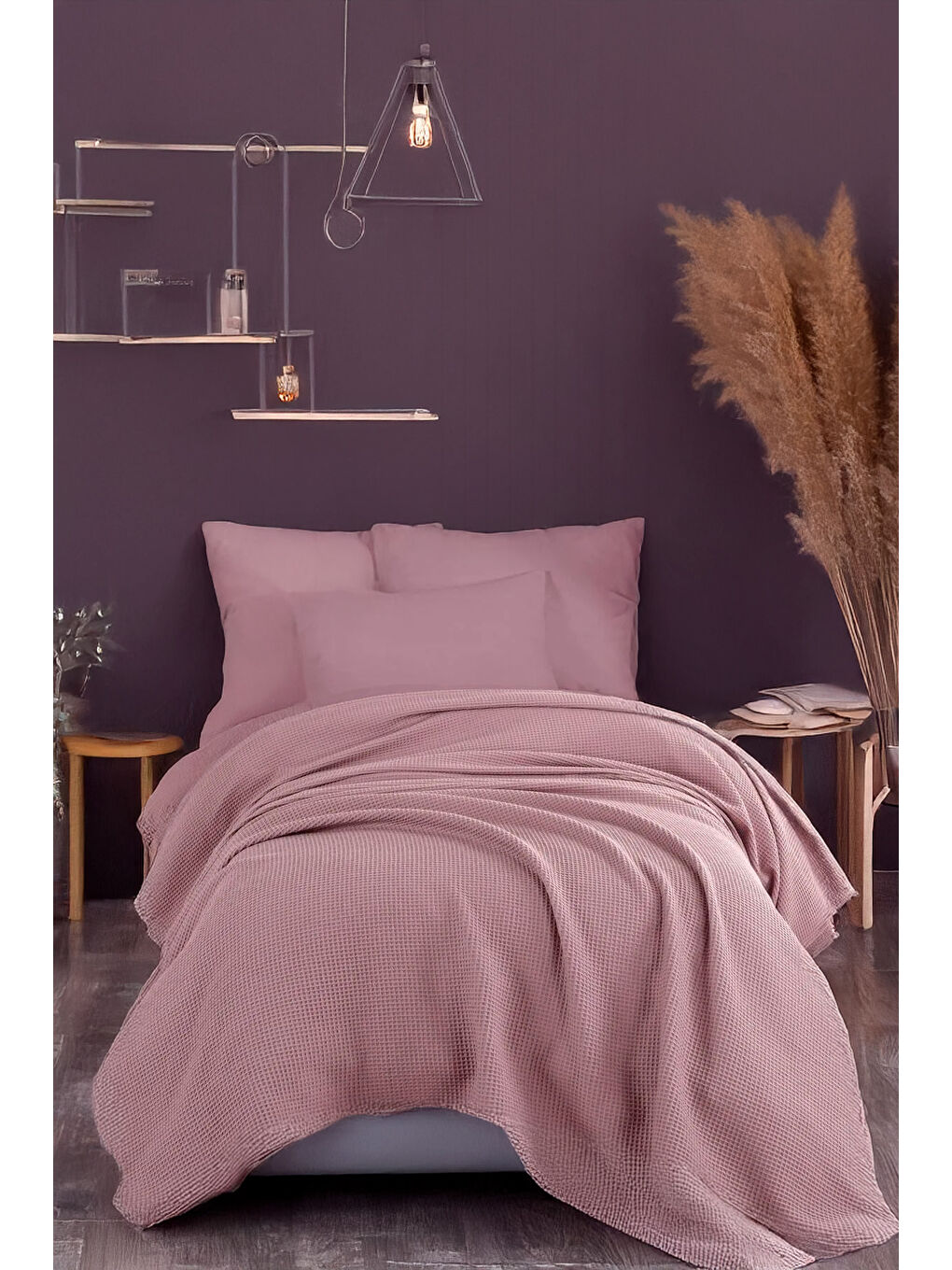 Ecocel Pike Örtü Tek Kişilik 160x230cm Karde Mürdüm