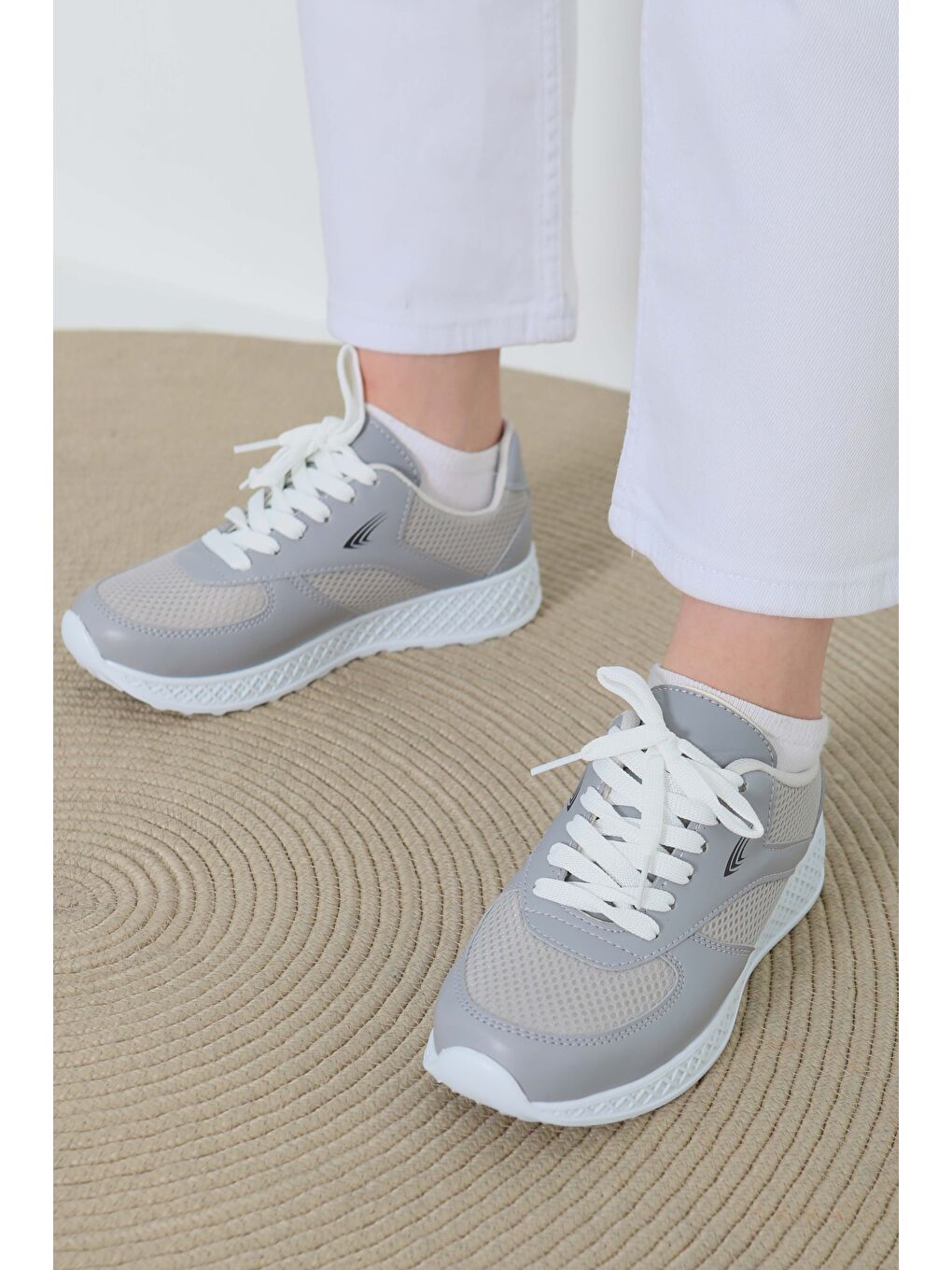 Kadın Gri Yüksek Taban Spor Ayakkabı - 27089-4