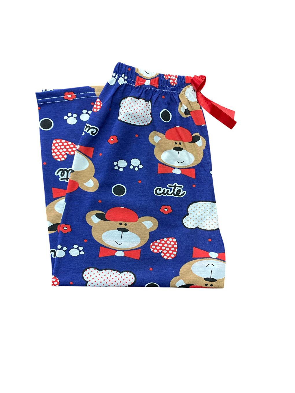 Kadın Lacivert Pamuklu Lastikli Rahat Kapri Pijama Altı-1