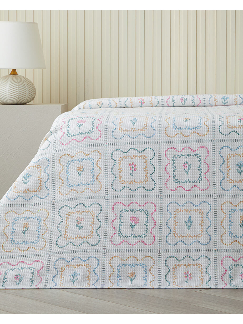 Gentle Florals Tek Kişilik Pike 150x220 cm Yeşil-1