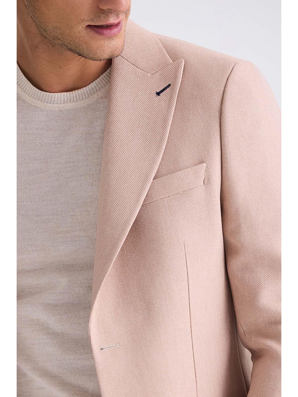 Bej Slim Fit Sivri Yaka Yazlık Spor Ceket-2