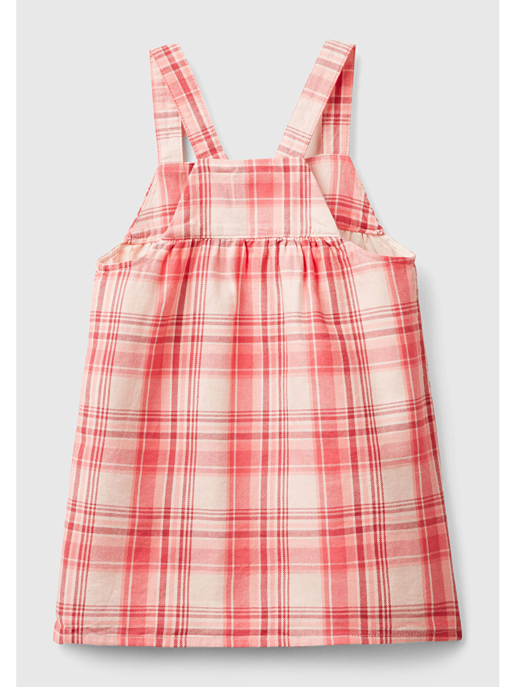 Kız Çocuk Pembe Mix Önü Düğmeli Cep Detaylı Kareli Salopet-1